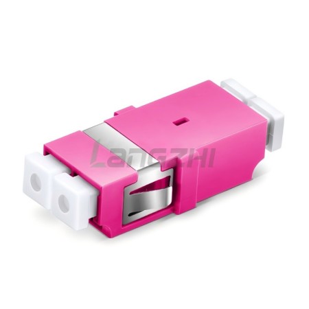 LC-UPC to LC-UPC 10G Multimode OM4 Duplex SC Type Fiber Optic Adapter, Violet Plastic