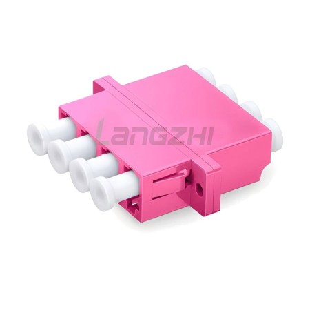 LC-UPC to LC-UPC 10G Multimode OM4 Quad with Flange Plastic Fiber Adapter, Violet