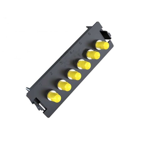 ST 6-Port Single Mode Fiber Optic Wall Plate with Adapters - LC/SC/ST Compatible