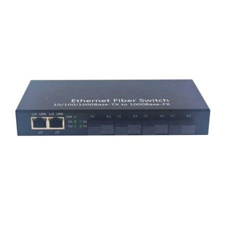 4XSC | 1.25G | Puerto de Fibra | 2XRJ45 | 10/100/1000M | Switch Ethernet Gigabit