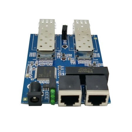 2XRJ45 | 2XSFP | Switch de fibra Ethernet Gigabit | Conversor de mídia de fibra