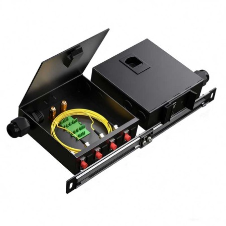4-Port FC/APC Single Mode Fiber Terminal Box - Metal Enclosure with Full Cable Management