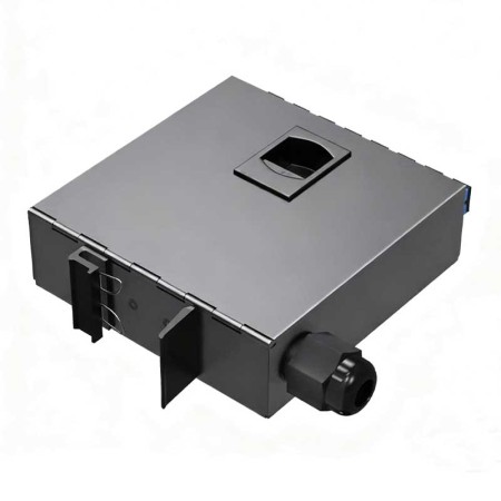 8-Port Black Empty Fiber Terminal Box | Metal Enclosure for FTTH/CATV Networks | Easy Installation
