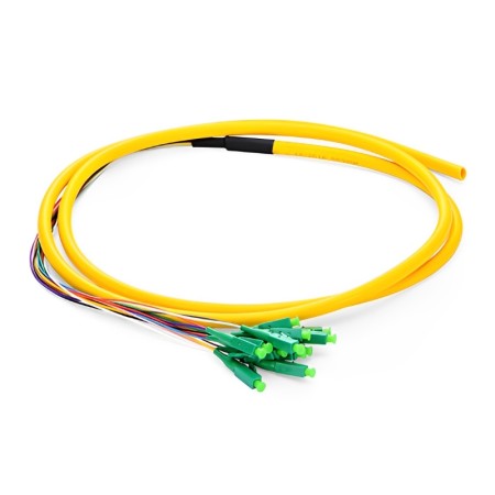 LC APC 12 Fiber Pigtail Single Mode OS2 0.9mm - Yellow Protective Sleeve - 1.5M