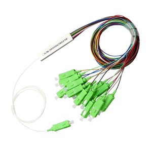 1x16 Color Coded PLC Splitter, Mini Type, 60x12x4mm, G.657A1 Fiber