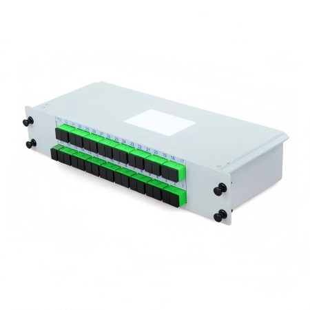 1x32 PLC Splitter, 266x101x51mm, Cassette Plastic Module, 33 SC Connectors & Adapters, G.657A1 Fiber, SC/APC & SC/UPC - SC/APC