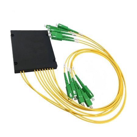 2x8 PLC Fiber Splitter, 100x80x10mm Plastic Box, 2.0mm G.657A1 Fiber, 1.5m - 10*SC/APC Connector