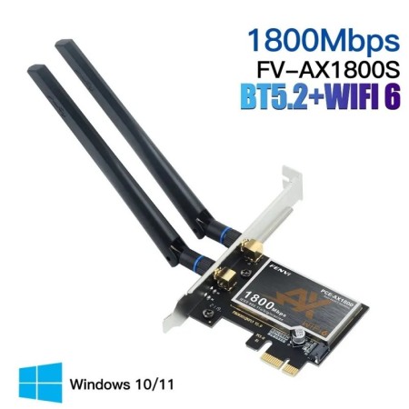 WiFi 6 PCIe Adapter 1800Mbps Dual Band 2.4G/5G WiFi Card with BT5.2 for Win10/11