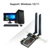 WiFi 6 PCIe Adapter 1800Mbps Dual Band 2.4G/5G WiFi Card with BT5.2 for Win10/11