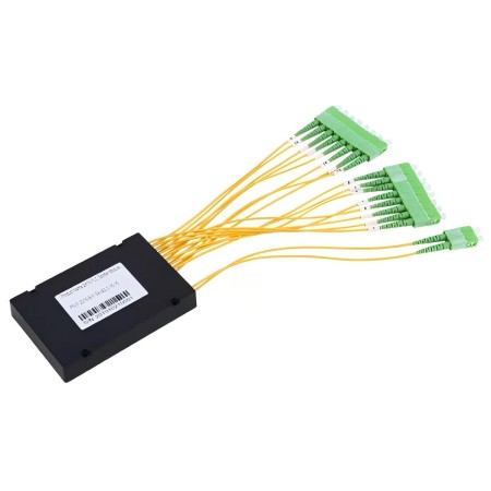 2x16 PLC Fiber Splitter, 100x80x18mm Plastic Box, 2.0mm G.657A1 Fiber, 1.5m - 18*SC/APC Connector