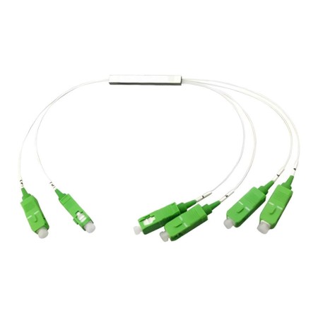 2x4 PLC Splitter, Micro Mini, Blockless Package, 60x7x4mm, 1m G.657A1 Fiber - 6*SC/APC Connector