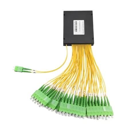 2x64 PLC Fiber Splitter, 140x115x18mm Plastic Box, 2.0mm G.657A1 Fiber, 1.5m - 66*SC/APC Connector