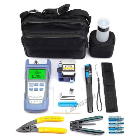 FTTH Fiber Optic Tool Kit with Visual Fault Locator, Cleaver, SC/FC Connectors - 5km