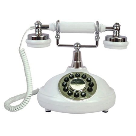 Retro Corded Landline Phone, White Vintage Wired Telephone for Home & Office