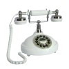 Retro Corded Landline Phone, White Vintage Wired Telephone for Home & Office