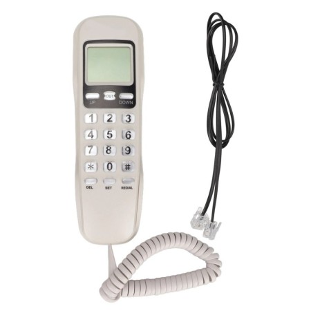 Mini Corded Landline Phone with LCD & Redial for Office, Hotel, Restaurant - White
