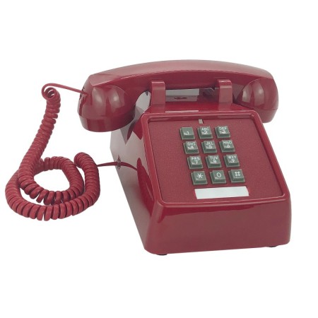 Retro Landline Phone for Home, Office & Seniors – Classic Corded Desktop Telephone - red