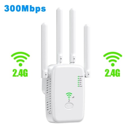 2.4G/5G 1200Mbps WiFi Repeater, 802.11ac Booster, WPS Router - EU Plug/2.4G 300Mbps/White